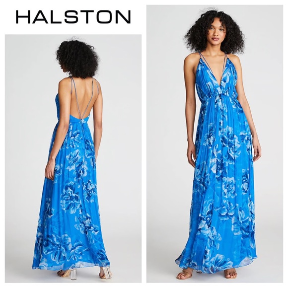 Halston Mindy Floral Chiffon Gown - Picture 7 of 7